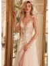 V Neck Beaded Lace Tulle Slit Wedding Dress V Neck Beaded Lace Tulle Slit Wedding Dress